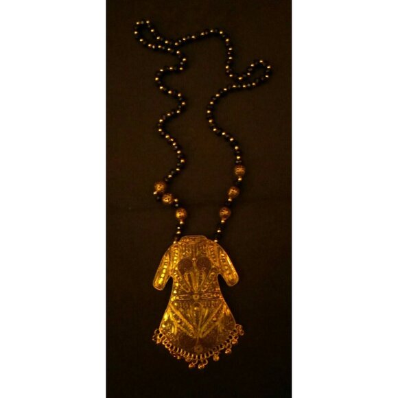 Double Purpose Big Traditional Dress Pendant Statement Necklace & Pin Beaded - Picture 2 of 12